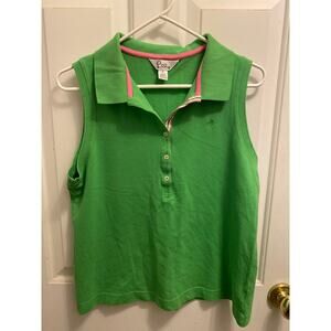 VTG Lilly Pullitzer Women's Size XL Pima Cotton Sleeveless Polo Top Shirt Green